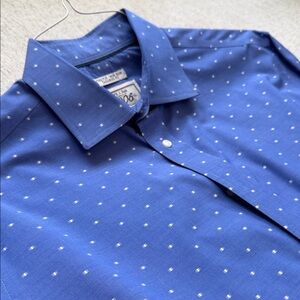 Joseph A Blue and White Dotted Casual Shirt